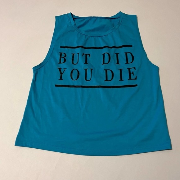 none Tops - 𝅺BLUE Workout tank top But did you die M